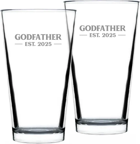Vista 6 de Personalizado Padrino Est 20XX - Nuevo Vaso de Pinta de Propuesta de Padrino para Padrinos por Primera Vez - Vasos Personalizados en Negrita de 16 Oz