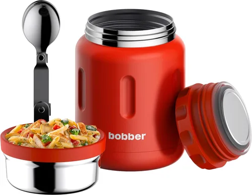 Vista 17 de BOBBER Tarro de alimentos aislado de acero inoxidable de 16 oz con boca extra ancha, cuchara y tazón integrados, mantiene el calor durante 10 horas