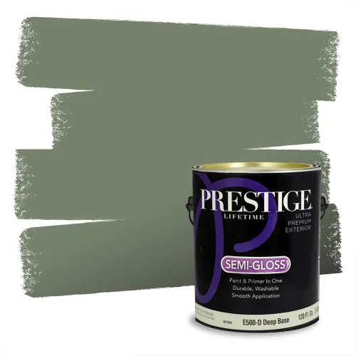 Vista 180 de Prestige Paints - Pintura exterior e imprimación en uno, 1 galón, plano, compatibilidad comparable con el color menta «Whipped Mint» de Behr
