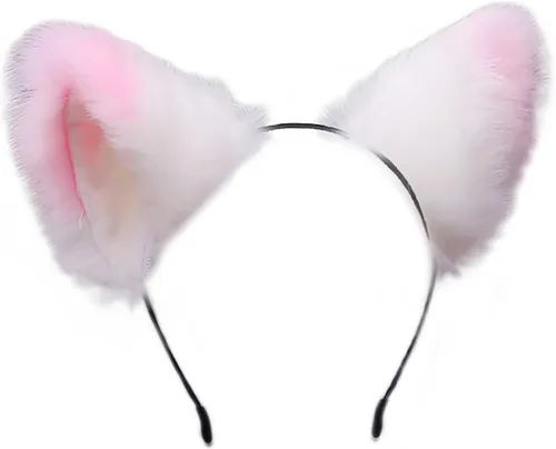 Vista 4 de Juego de guantes de piel sintética con cuello y gargantilla de orejas y cola de gato, zorro, lobo, diadema de gatos peludos, disfraz de Halloween