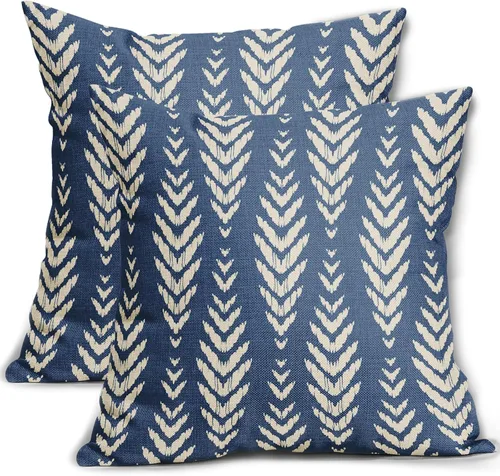 Vista 26 de Sweetshow - Juego de 2 fundas de almohada boho de 16x16 pulgadas, fundas de almohada étnicas bohemias negras con estampado geométrico de espiga