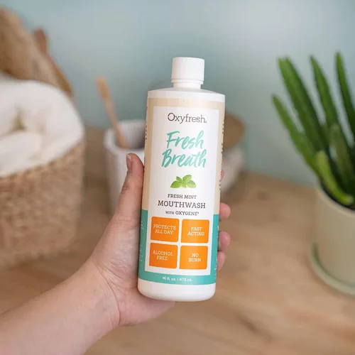 Vista 5 de Oxyfresh Enjuague bucal con sabor a menta fresca para adultos, aliento fresco y tratamiento del mal aliento - Recomendado por dentistas para encías