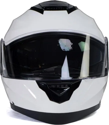 Vista 8 de Milwaukee Helmets MPH9816DOT 'Breeze' - Casco modular de motocicleta avanzado blanco para hombres y mujeres con visera desplegable