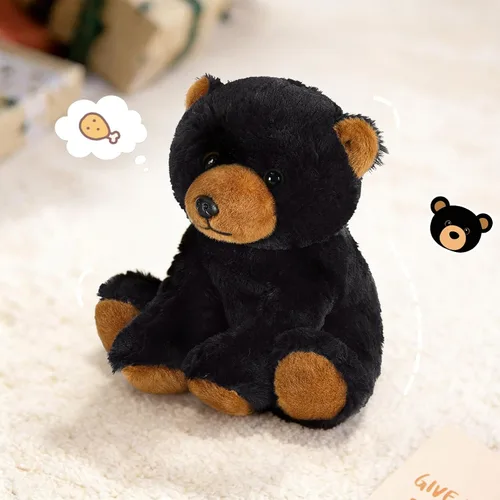 Vista 8 de Ditucu Peluche de oso negro de 8 pulgadas, lindos juguetes de peluche realistas, ultra suaves, regalos para niños
