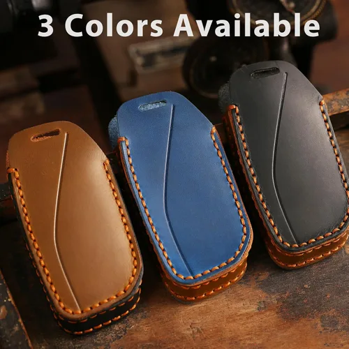 Vista 6 de OLLEN Funda para llavero de cuero genuino sin tornillos para BMW 2023-2025 ~ en adelante, Nueva serie 5/7, 740i, 760i, X1, X2, X3, X5, X6, X7, XM