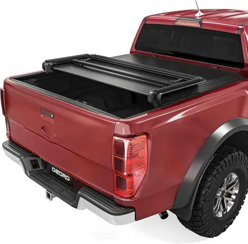 Vista 12 de Cubierta de cama de camión OEDRO de cuatro pliegues suave para Ford F250 F350 F-250 F-350 Superduty 1999-2016 con cama de 6.8 pies