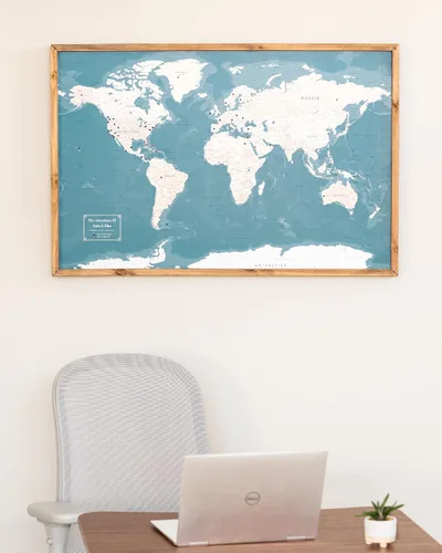 Vista 5 de Mapa del mundo de Push Pin - Mapa de viaje personalizado - Impresión de mapas moderna personalizada #WPM01
