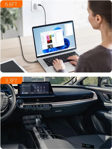 Vista 7 de CableCreation - Cable USB C a USB C de 3.3 pies PD de 100 W con pantalla LED trenzada