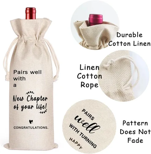 Vista 2 de LANBAIHE Bolsa de vino para regalos de trabajo, regalos de despedida para amigos, compañeros de trabajo, mujeres, colegas, jefes, bolsa de vino