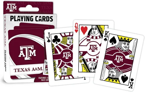 Vista 4 de MasterPieces - Juegos de mesa para la familia - Cartas de juego de la NCAA Texas A&M Aggies - Baraja de cartas con licencia oficial para adultos