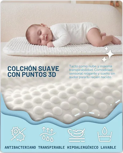 Vista 5 de BEKA Moisés cama de noche para bebé, cuna de bebé 2 en 1 para recién nacido, moisés de noche con 4 ruedas de bloqueo automático y altura ajustable