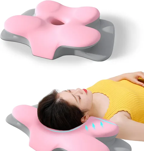 Vista 9 de Almohada cervical para cuello y hombro, almohadas ergonómicas de espuma viscoelástica para dormir con funda de almohada lavable, almohada Azul Cielo