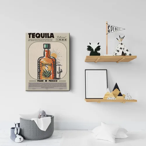 Vista 5 de Divertida impresión en lienzo de cóctel para decoración de pared de tequila, 12 x 15 pulgadas, decoración moderna para el hogar, cocina, bar
