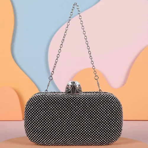 Vista 6 de Fawziya - Bolsas de embrague para mujer, diseño de diamante grande