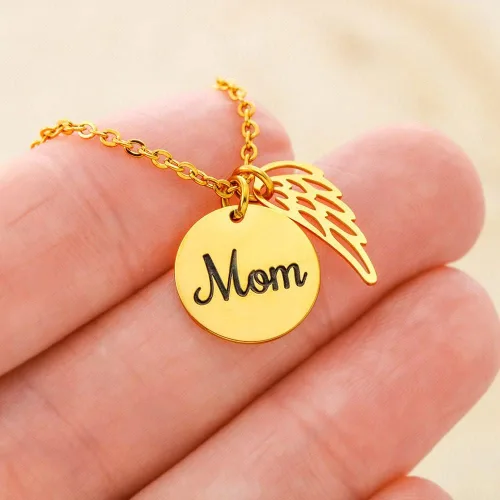Vista 5 de Collar de recuerdo para mamá porque alguien que amamos está en el cielo regalo para recordar a mamá regalo de alas de ángel para mamá regalo