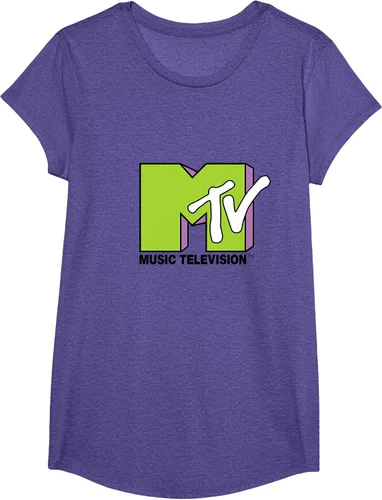 Vista 62 de Camiseta de tratamiento de relleno con logotipo MTV verde lima y morado, Negro, S Azul Marino