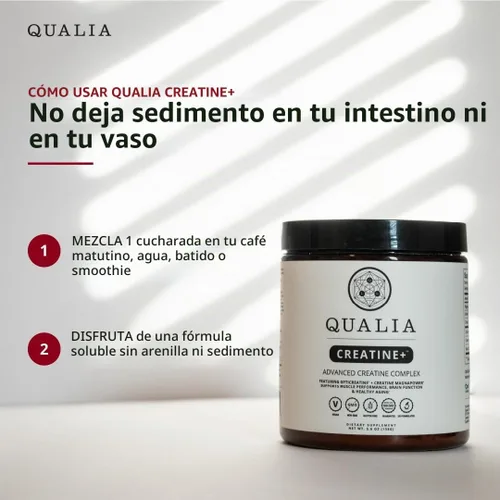 Vista 6 de Qualia Creatine Complejo Avanzado de Creatina 2 Fuentes + Magnesio Absorción Optimizada Rendimiento Muscular, Función Cerebral