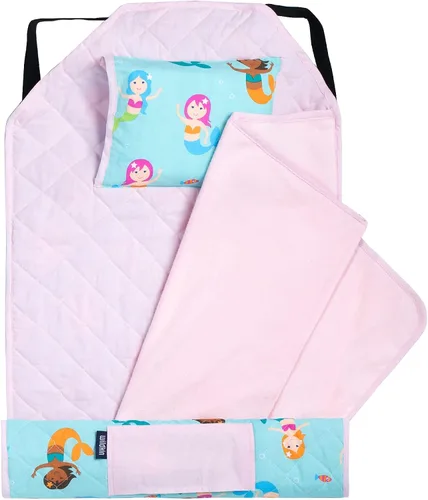 Vista 3 de Wildkin Mochila para niños de 12 pulgadas con alfombra de siesta moderna (sirenas)