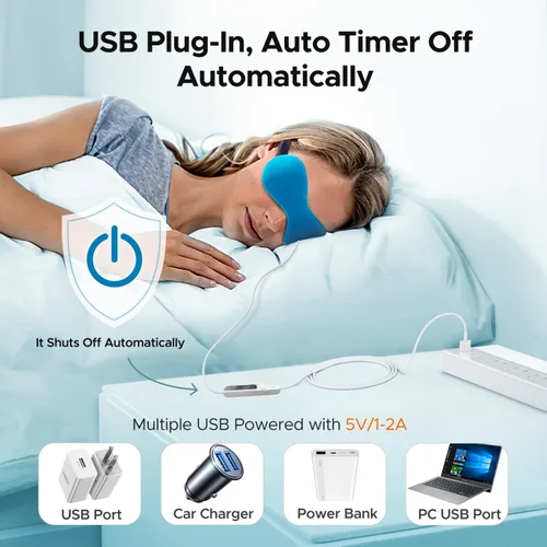 Vista 6 de Ezona Máscara térmica para ojos, máscara de compresión ocular cálida para ojos secos, almohadilla térmica eléctrica USB con control de temperatura