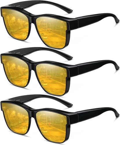 Vista 8 de Wzerry Night Vision Glasses Polarized for Men Women (Nighttime Driving Glasses Over Glasses for Driving)