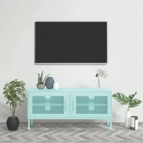 Vista 10 de Armario de almacenamiento de metal para TV con 2 puertas y un estante en el interior, aparador de almacenamiento, soporte de TV, consola multimedia