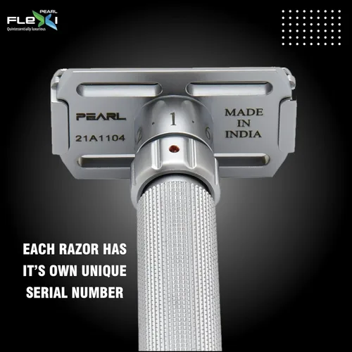 Vista 5 de Pearl Flexi - Maquinilla de afeitar de seguridad ajustable versión V12 – Maquinilla de afeitar de metal reutilizable hecha de 100% latón