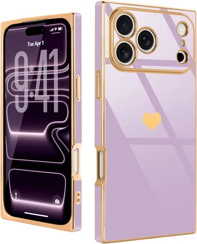 Vista 59 de Compatible con iPhone 12 Funda Rectangular Bonita Chapado Dorado Lujo Corazón de Amor Funda de Teléfono para Mujeres Niñas A Prueba de Golpes