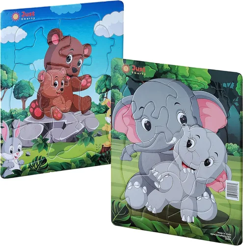 Vista 8 de Just Smarty Rompecabezas de Preescolar de Navidad para Niños de 3 a 5 Años Juego de 2 Divertidos Rompecabezas con Formas de 13 y 15 Piezas