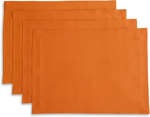 Vista 82 de Solino Home Juego de 4 manteles individuales blancos de 100 % lino puro de 14 x 14 pulgadas para invierno, San Valentín, primavera, Pascua, Fete