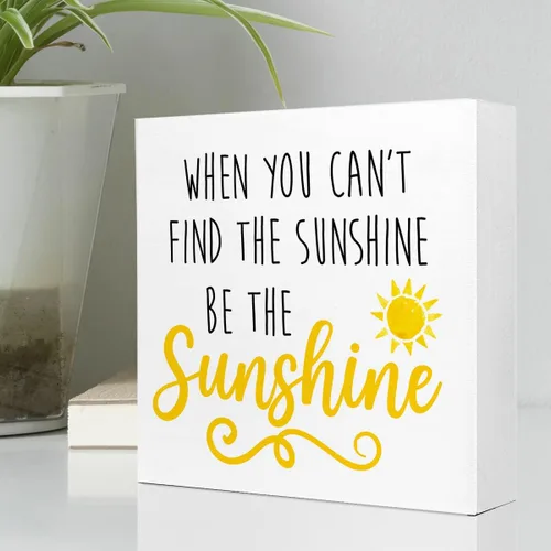 Vista 3 de Letrero inspirador de madera con texto en inglés «When You Can't Find The Sunshine Be The Sunshine»