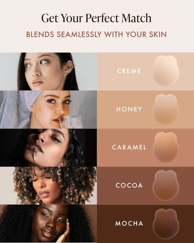 Vista 3 de Bare Babe Cubrepezones con Levantamiento - Brasier Adhesivo Reutilizable Push Up - Pezoneras Impermeables Sin Tirantes para Mujeres 4 Sombras