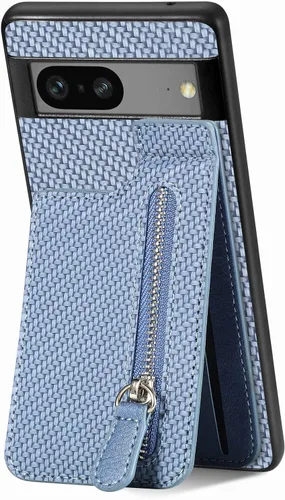 Vista 9 de LEMAXELERS Funda tipo cartera con cremallera y tarjetero para Google Pixel 7 Pro, piel sintética plegable con función atril magnético, cierre