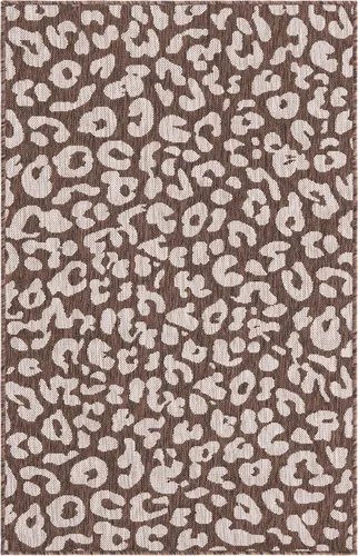 Vista 3 de Unique Loom Outdoor Safari Collection - Alfombra para exterior, diseño de leopardo (3 x 5 pies 3 pulgadas, Rectángulo, Marrón/Marrón claro)