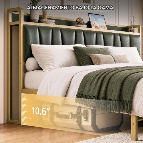 Vista 7 de LIKIMIO Marco de cama tamaño King con 2 cajones y estación de carga