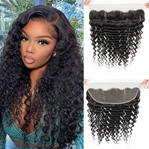Vista 22 de CHEEON Frontal de encaje HD de 13 x 4 de 12 pulgadas, cabello humano brasileño ondulado con cierre frontal de encaje, 100% cabello humano virgen sin