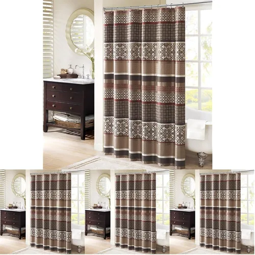 Vista 5 de Bellagio - Cortina de ducha de transición para baño, 72 x 72 pulgadas, color beige