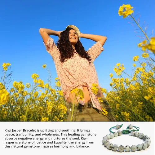 Vista 188 de Adjustable Crystal Bracelet – Gemstone Bead Bracelet with Adjustable Macrame String – Chic Gemstone Bracelet for Men and Women – 8mm Round Healing