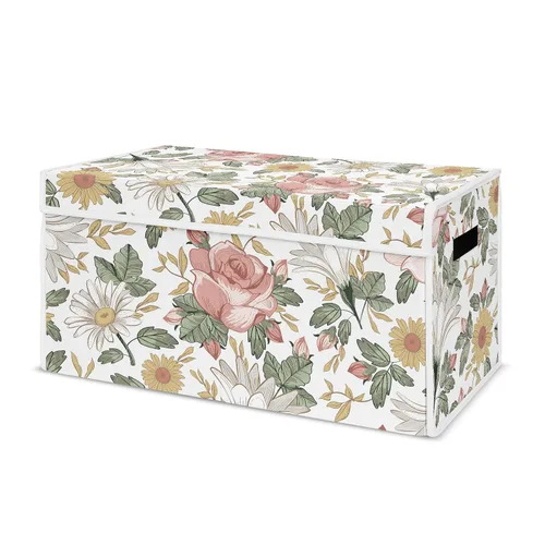 Vista 8 de Sweet Jojo Designs Caja de almacenamiento plegable de juguetes con tapa para habitación de bebé, habitación de niños, marfil, bohemio, vintage
