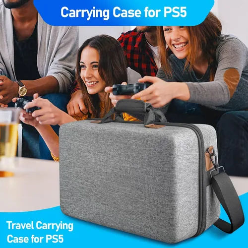 Vista 4 de ELLESTAZ Hard Shell Carrying Case for PS5, Protective Travel Carry Case Fits Playstation 5 Console Controller, Carrying Case Travel Bag Storage for