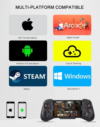 Vista 2 de Joso Mobile Game Controller for iPhone Android PC Phone Controller Joystick for iPhone 14 13 12 Pro Max iPad Tablet Galaxy S22 Ultra COD Mobile