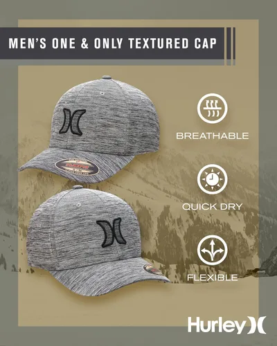 Vista 37 de Hurley Gorras para hombre - One & Only Flexfit Textures Cap - Sombreros ajustados para hombre, S-XL