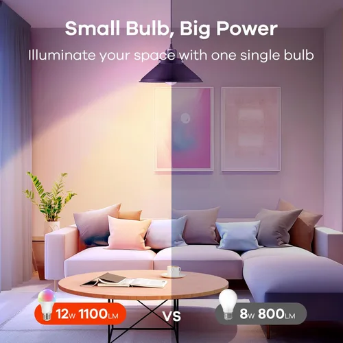 Vista 3 de OREiN Matter Bombilla Inteligente, 1100 Lúmenes Equivalente a 75W Bombillas Inteligentes, Bombillas de Luz que Cambian de Color Funcionan con Apple