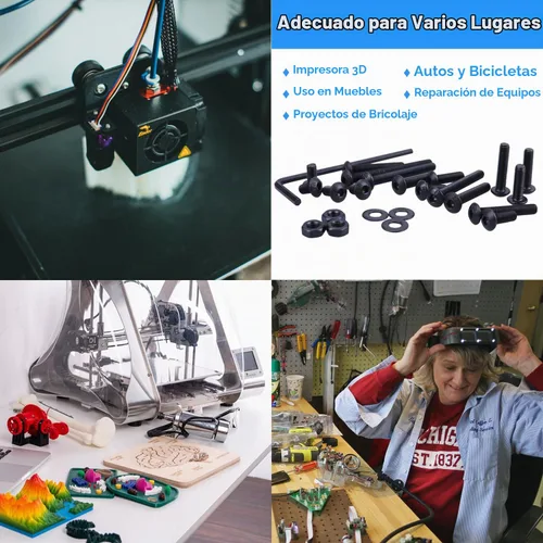 Vista 6 de Surtido de 702 tornillos métricos M3, tapa de botón hexagonal M3, tornillos de máquina M3, tornillos y tuercas surtido con llave Allen
