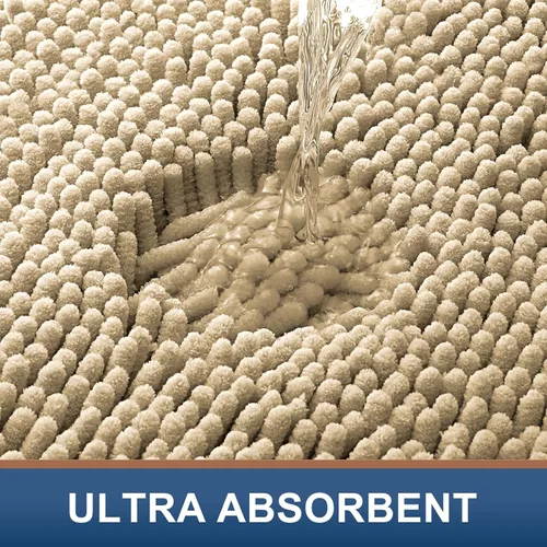 Vista 4 de Juego de alfombras de baño Smiry de 2 piezas, suave alfombra absorbente de chenilla y juego de alfombra en forma de U para inodoro, alfombra de baño