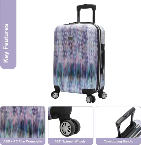 Vista 3 de Steve Madden Colección de equipaje de mano de 20 pulgadas, resistente a los arañazos (ABS + PC), maleta rígida Bolsa ligera de diseño con 8 ruedas