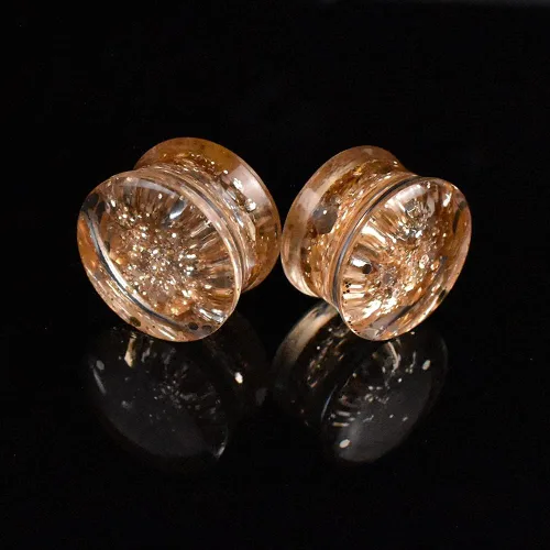 Vista 5 de 10 unidades5 pares de lentejuelas metálicas de acrílico para los túneles de oído, aretes de calibre doble acampanados, extensión de oreja