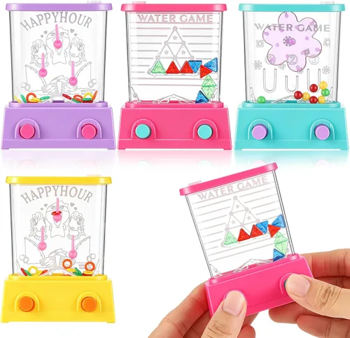 Vista 10 de Gejoy Juego de 4 piezas de juguetes de agua de mano para canasta de Pascua para niños, juego de mano para lanzar anillos de agua, mini retro