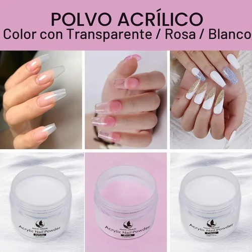Vista 4 de Kit de uñas acrílicas de 2.5 fl oz de monómero líquido acrílico con 4 colores de polvo acrílico y 5 cepillos de uñas, juego de construcción
