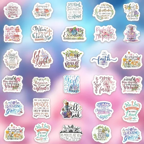 Vista 4 de 300 piezas de pegatinas cristianas inspiradoras SLAPAFLIFE - Diseños de versículos bíblicos para diario, motivacional y edificante