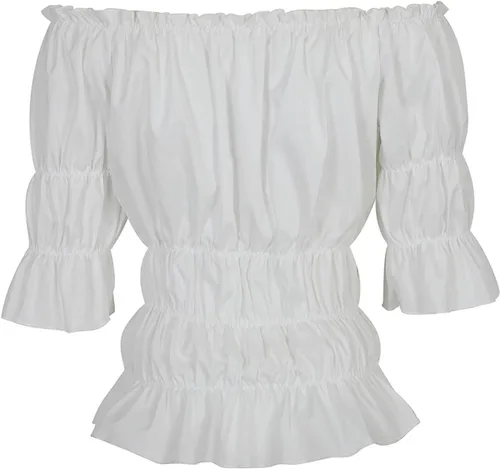 Vista 3 de Zhitunemi Tops con hombros descubiertos para mujer, disfraz de pirata, tops y blusas de manga corta